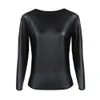 Vrouwen Body Shapers Lederen Lange Mouwen Shirts Faux Motorcycle Biker Taille Trainer Slanke Shirt Fashion Casual Shapewear Tops