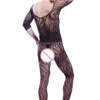 Trajes de roupa interior legal cavalheiro nightwear masculino manga longa bodysuit uma peça sleepwear masculino macacão lingerie sexy