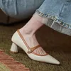 Dress Shoes French Retro Spring Autumn High Heels Women's With Color-blocking Pointed Toe Comfortable Mary Jane