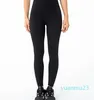 Calças femininas de ioga Calças esportivas Lady's Pilates Leggings T-Line Cintura alta Hip Lift Meias elásticas Cor sólida Fitness Respirável Calças de treino Pock interno