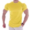 Men's Suits A2771 Men Summer T Shirts High Elastic Slim Fit Tshirt Quick-drying Curved Hem Mens T-Shirts Solid Color 3XL