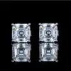 Vendita calda 925 orecchini in argento Vvs d colore Moissanite 2ct 6 * 6mm taglio Asscher semplice perno quadrato