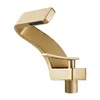 Bathroom Sink Faucets Copper Basin Faucet Light Luxury Golden Creative Waterfall Single Hole And Cold For Household Use