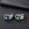 Solitaire Ring HuiSept Men Ring 925 Silver Jewelry Fashion Emerald Sapphire Zircon Gemstones Finger Rings for Wedding Engagement Accessories YQ231207