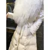 Frauen Unten Weiße Ente Jacke Frauen Winter Große Pelz Kragen Feder Mantel Dicke Warme Lange Weibliche Mantel Gürtel Lose puffer Jacken