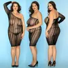 Plus size sexy bodystocking zwarte bodysuit mesh een schouder damesjurk ondergoed erotische lingerie pornokostuums