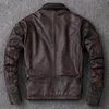 Men's Leather Faux Men Cowhide Coat Genuine Jacket Vintage Style Man Clothes Motorcycle Biker Jackets Plus Size 134cm 231207