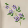 Flores decorativas buquê de flores artificiais realista 5 cabeças clematis simulação falsa de fácil cuidado para casamento decoração de casa paisagismo