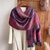 Schals Lady Dicker Winter warme Pashmina Schals Wraps Blumenkaschmir Mischschal für Frauen Reisen Stoles Quasten Long