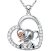 Cute Creative Elegant Baby Elephant Heart-shaped Pendant Necklace Birthday Party Anniversary Gift Jewelry