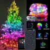 Julekorationer 20m RGB Smart Bluetooth Control USB LED String Lights Outdoor App Remote Control Led Garland Fairy Lamp Christmas Tree Decor 231207