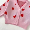 Daunenmantel Niedlicher Baby-Pullover für 0 bis 3 Jahre geborene Kinder Langarm-Herzmuster-Strickjacke Tops Outfits INS Frühlings-Herbst-Kleidung 231207