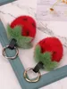 Keychains Cute Ball Pompom Diy Straberry Keyring For Girls Bag Charm Backpacks Key Chain Women Birthday Gift