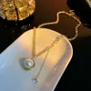 Customized Fine Fashion Jewelry Yellow Solid Gold Moissanite Seawater Pearl Pendant Necklace For Women