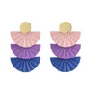 Dangle Earrings Personalized Temperament Exaggerated Fashion Spray Painted Colorful Geometric Fan-shaped Metal