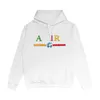 Mäns kvinnors färgglada graffiti bokstäver horisontella ränder tryckt multifärg långärmad gata lös ren bomulls hoodie sport casual kläder