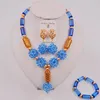 Necklace Earrings Set Beautiful Pale Blue Sky Nigerian Wedding African Beads Jewelry Crystal Women Costume Sets ZQ3-10