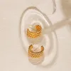 Hoop Earrings French Fried Dough Twists Knitted C-shaped Multilayer Vintage For Women S925 Silver Needle Hypoallergenic Open Hoops