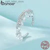 Solitaire Ring Bamoer 925 STERLING Gümüş Püskül Zirkon Açılış Halkası Romantik Klasik Yüzükler Kadınlar için Güzel Takı Partisi Moda Hediyesi Doğum Günü YQ231207