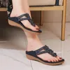 Beaded Wedges Flip-flops Sandals Flower with Wear-resistance Non-slip Shoes for Women Daily Wear 221 78331