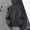 Herren Lederjacke Plus Size Schwarz Herren Stehkragen Mäntel Leder Bikerjacken Motorrad Lederjacke