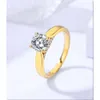 18k Gold 6.5mm Round Brilliant Cut Moissanite Engagement Rings 925 Sterling Silver Wedding Ring for Women