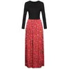 Casual Dresses Christmas Dress Round Neck Slim Digital Print Patchwork Spring For Year Plain Long Maxi With Pockets