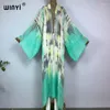 Maillots de bain pour femmes Winyi Kimono Boho Beach Summer Tie-Dye Imprimer Bikini Cover-up Sexy Robes Para Playa Maillot de bain à manches longues Femme Kaftan