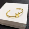 Pulsera de diseñador para mujer, brazalete abierto a la moda para mujer, pulsera con letras doradas y plateadas, joyería