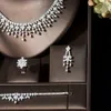 Bröllopsmycken set Hibride Dubai Leaf Design Bridal Necklace Earring Set AAA Cubic Zirconia Femme Ladies Accessories N242 231207