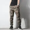Calças masculinas camuflagem japonesa macacão perna faixa para masculino fino ajuste resistente ao desgaste casual cortado carga 231207