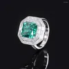 Cluster Rings 2023 Trend 925 Sterling Silver 10 10mm Square Emerald Sapphire For Women Gemstone Wedding Party Fine Jewelry Gift