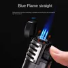 HANNICOOK Accendisigari in plastica gonfiabile antivento Creativo Blue Flame 3 Jet Torch Confezione regalo portatile per uomo