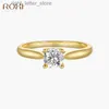 Pierścień Solitaire Roxi Znakomite kryształowe pierścienie dla kobiet Pierścienie palców ślubnych 925 Srebrny pierścionek zaręczynowy biżuteria Anilos Bague Femme YQ231207