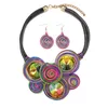 Baumelnde Ohrringe im afrikanischen Stil, handgefertigt, Aluminiumdraht, Glas, Blumen-Anhänger, Halskette, Modeschmuck, Kette, Halsband-Set für Frauen, Geschenke