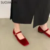 Spring Dress SUOJIALUN Women Flat Square Toe Shallow Buckle Ladies Elegant Sole Ballte Casual Loafers Shoes