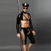 Sexig kostymporr Män sexiga bodysuit underkläder Polis enhetlig cosplay het erotisk latex kattdräkt för sex roll spela underkläder porrdräkter