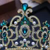 Copricapo Accessori per capelli CC grandi diademi e corone fasce per capelli fidanzamento accessori per capelli da sposa per gioielli da sposa regina verde cz concorso di lusso XY206 231207