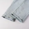 Jeans masculinos tendência de rua alta azul claro jeans desgastados com remendos masculinos, remendos de flores bordadas, ajuste fino