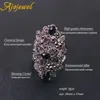 Wedding Jewelry Sets Ajojewel Brand Vintage For Women Black Crystal Hollow Flower Necklace Earrings Ring Unique Gifts 231207