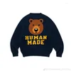 Men's Sweaters Winter Bear Print Apricot Sweater Men Women Anime Jacquard Knit Mens Clothes S s