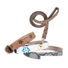 Dog Collars Leashes Collar Classic Persbyopia Designer Letters Pattern Print Pu Leather Fashion Casuare Adathapable Dogs Cats Neck Strap DH52O