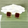 brincos de designer de moda 4/quatro folhas trevo Studs mãe-de-pérola ágata cor branco preto brinco de argola designers jóias brinco accessorie