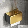 Prateleiras do banheiro Soco Acessórios Black Gold Luxo Prateleira Espaço Alumínio Organizador Toalete Toalha 220527 Drop Delivery Home Gard Dh8Ra
