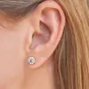 Fina modesmycken Guldpläterade uttalanden 925 Silver 1CT 2CT def Color GRA VVS Real Moissanite Diamond Stud Earring Screw Back Back