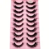 10 paires de faux cils, faux cils de vison, aspect naturel élégant œil de chat œil de renard faux cils, bande moelleuse 3D cils courts frisés