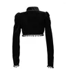 Women's Jackets Gothic Black Velvet Short Steampunk Crop Jacket Long Sleeve Women Party Bolero Victorian Coat Vintage Corset Accessories