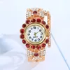 Zegarek Uthai CQ209 Diamentowy Ruby Quartz Watch Dekoracyjna wszechstronna elastyczna bransoletka ze złotej sprężyny