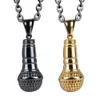 Anhänger Halsketten Hip Hop Silber Farbe Edelstahl Out Bling Musik Stereoskopische Mikrofon Anhänger Halskette für Männer Schmuck