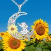 Elephant Suower Baby Decor Hollow Moon Pendant Necklace Cute Animal Jewelry for Kids Girls Birthday Christmas Gifts